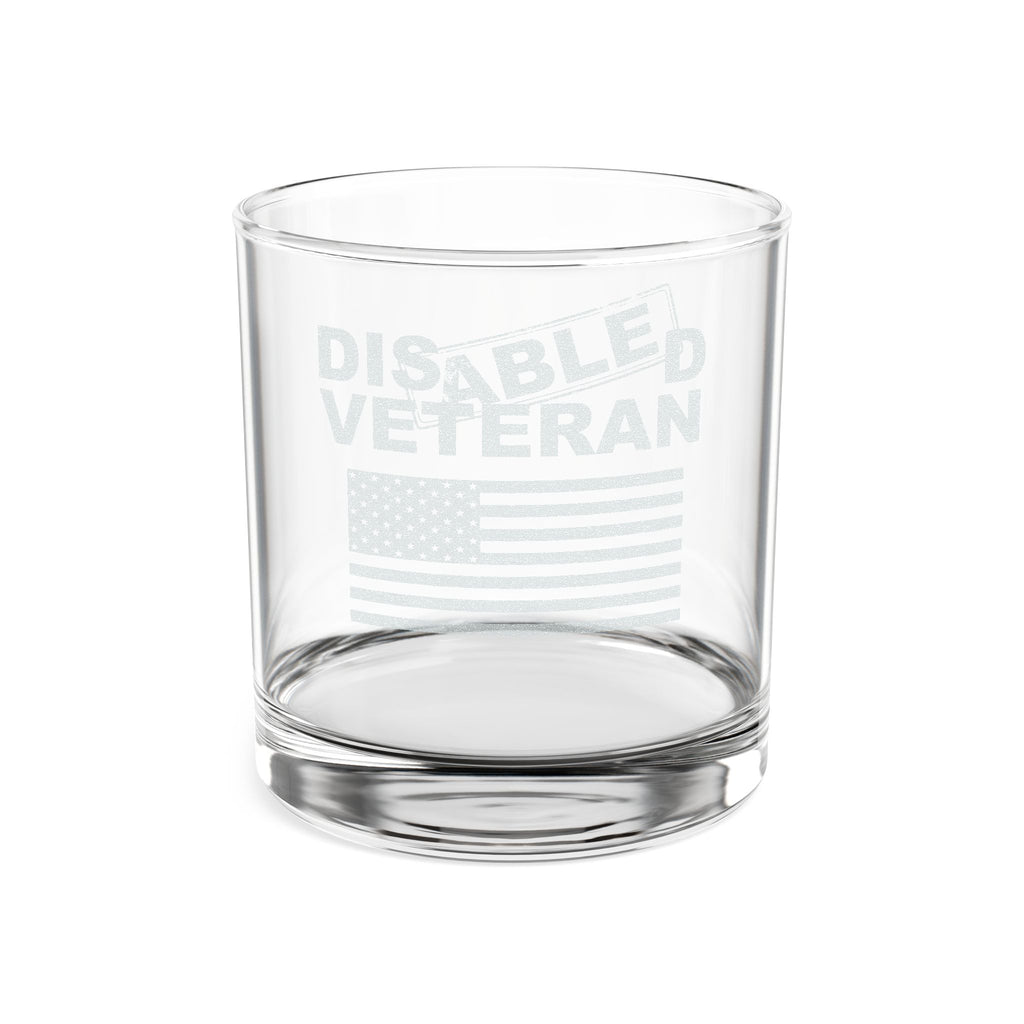 Disabled Veteran Engraved Whiskey Glass – 10.5 oz American Flag Rocks Glass